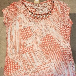 Orange, white top with attached white undershirt